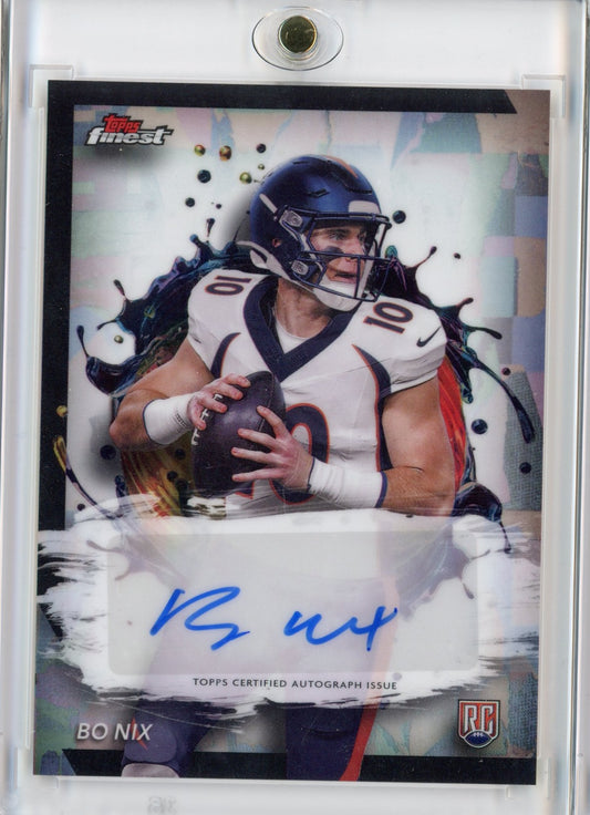 2024 Topps Finest Bo Nix #RFABN Refractor Autograph Rookie RC Football Card