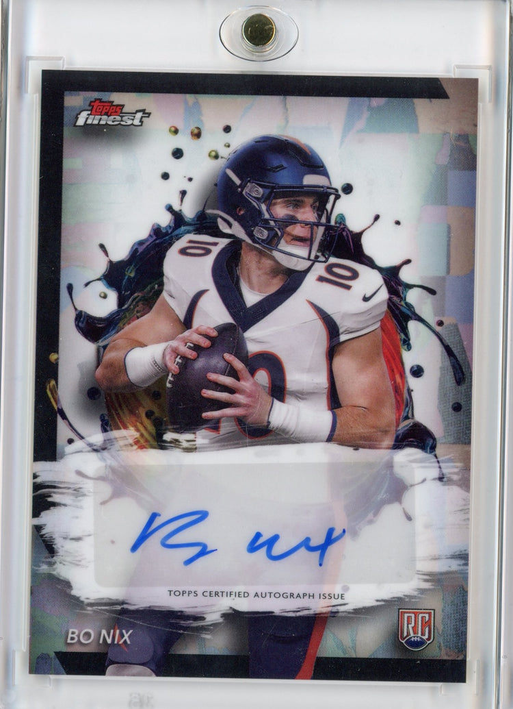 2024 Topps Finest Bo Nix #RFABN Refractor Autograph Rookie RC Football Card