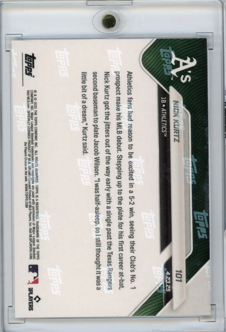 2025 Topps Now Nick Kurtz #101 Gold /50 Rookie RC Baseball Card