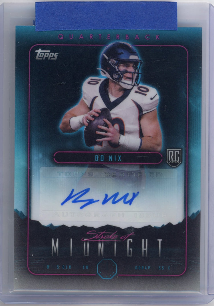 2024 Topps Midnight Bo Nix #SMABN Stroke of Midnight Auto Rookie RC Football Card
