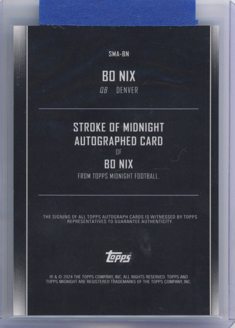 2024 Topps Midnight Bo Nix #SMABN Stroke of Midnight Auto Rookie RC Football Card