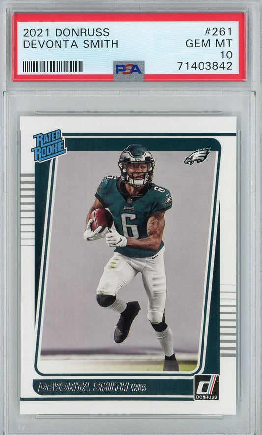 Graded 2021 Panini Donruss DeVonta Smith #261 Rookie RC Football Card PSA 10 Gem Mint