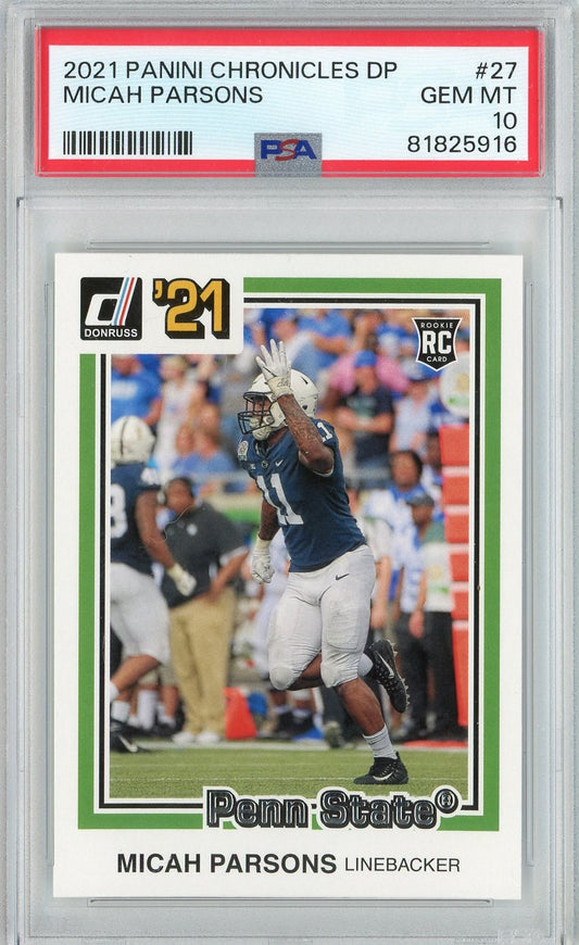 Graded 2021 Panini Chronicles DP Micah Parsons #27 Rookie RC Football Card PSA 10 Gem Mint
