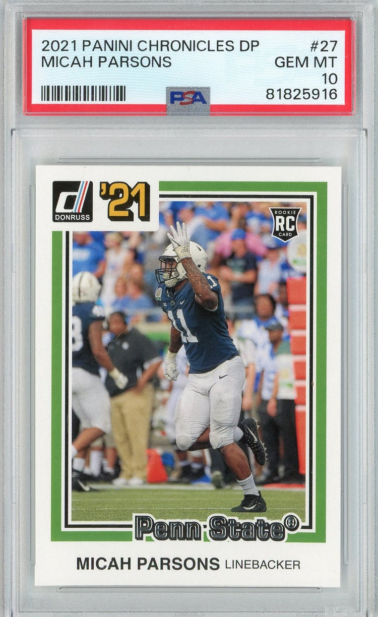 Graded 2021 Panini Chronicles DP Micah Parsons #27 Rookie RC Football Card PSA 10 Gem Mint