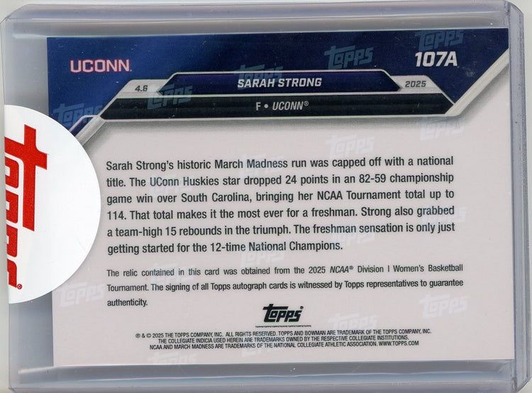 2024 Topps Bowman U Now Sarah Strong #107A Red Auto /10 Rookie RC Basketball Card