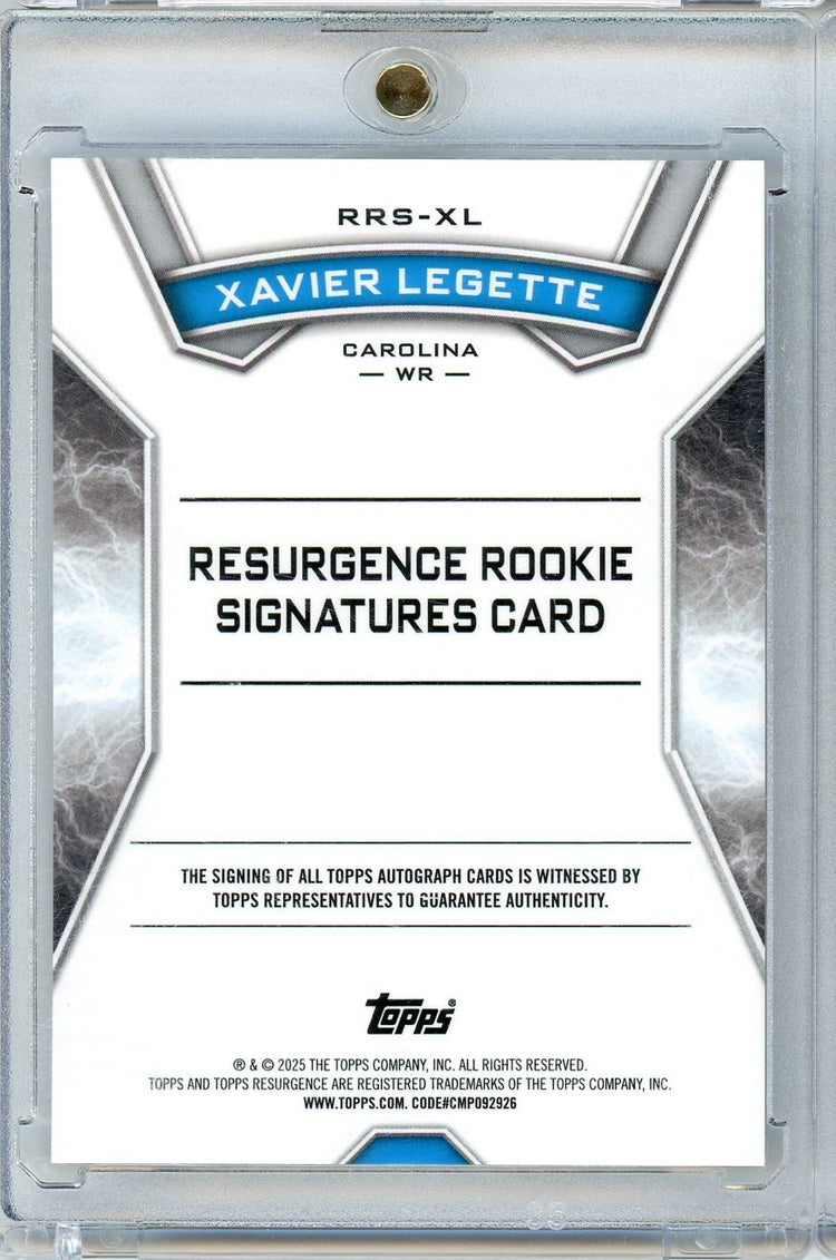 2024 Topps Resurgence Xavier Legette #RRS-XL Autographed Rookie RC Football Card