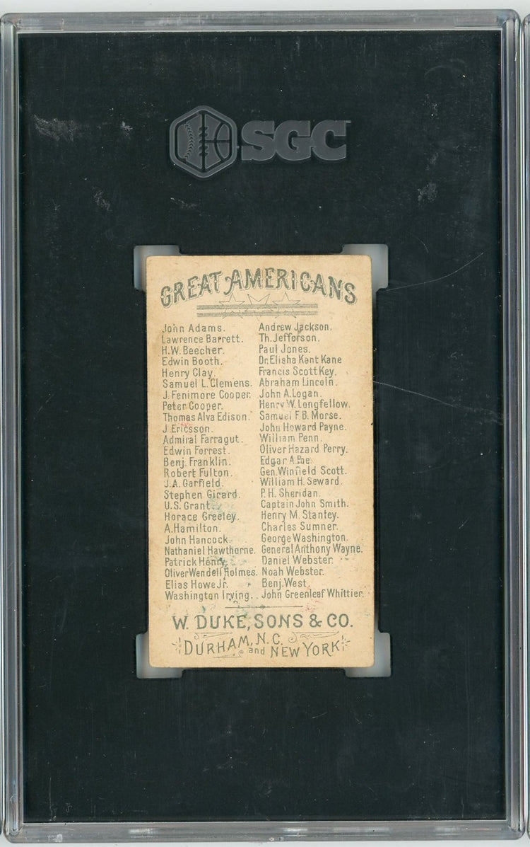 Graded 1888 N76 W. Duke, Sons & Co. Great Americans #OWH Oliver W. Holmes Baseball Tobacco Card SGC 3