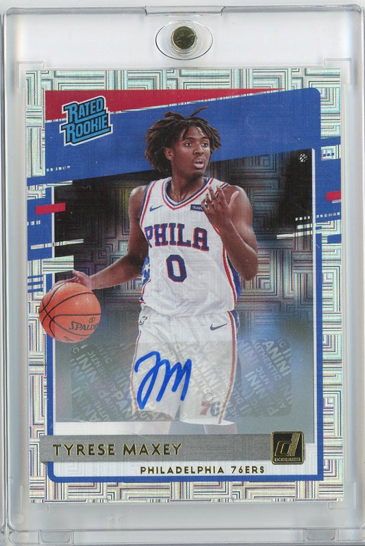 2020 Panini Donruss Tyrese Maxey #211 Signature Choice Autograph Rookie RC Basketball Card