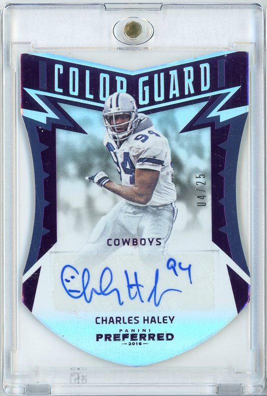 2016 Panini Preferred Football Color Guard Purple Charles Haley #222 /25 Auto Football Card