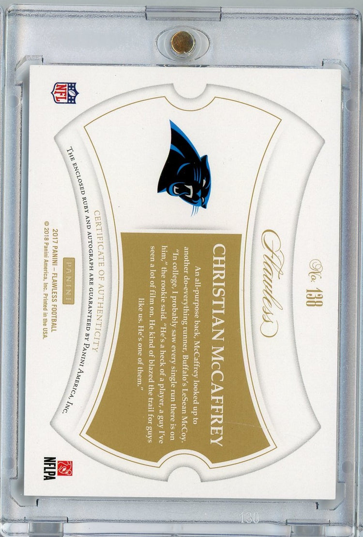 2017 Panini Flawless Christian McCaffrey #138 /20 Ruby On Card Auto Rookie RC Football Card