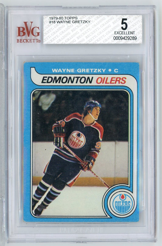 Graded 1979 Topps Wayne Gretzky #18 Rookie RC Hockey Card BGS 5 Excellent