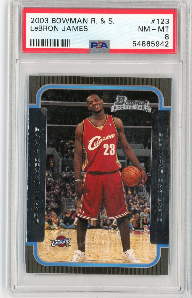 Graded 2003 Bowman Rookies & Stars LeBron James #123 Rookie RC Basketball Card PSA 8 NM-MT