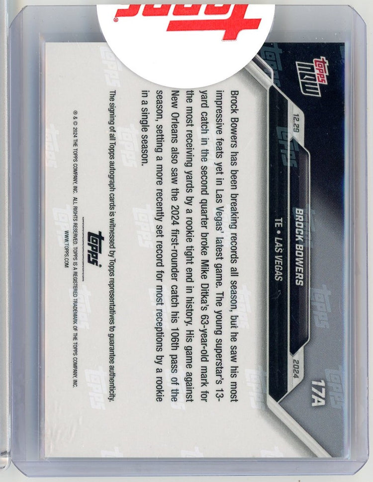 2024 Topps Now Brock Bowers #17A Auto /10 Las Vegas Raiders Rookie RC Football Card