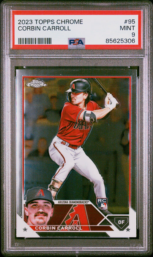 Graded 2023 Topps Chrome Corbin Carroll #95 Rookie RC Baseball Card PSA 9 Mint