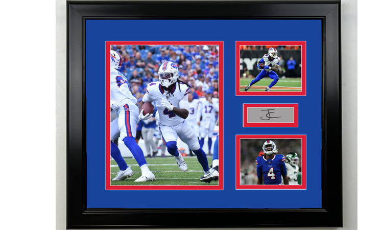 Framed James Cook Buffalo Bills Facsimile Laser Engraved Signature Football 14x11 3 Photo Collage