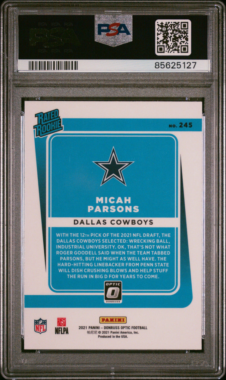 Graded 2021 Panini Donruss Optic Micah Parsons #245 Rookie RC Football Card PSA 9 Mint