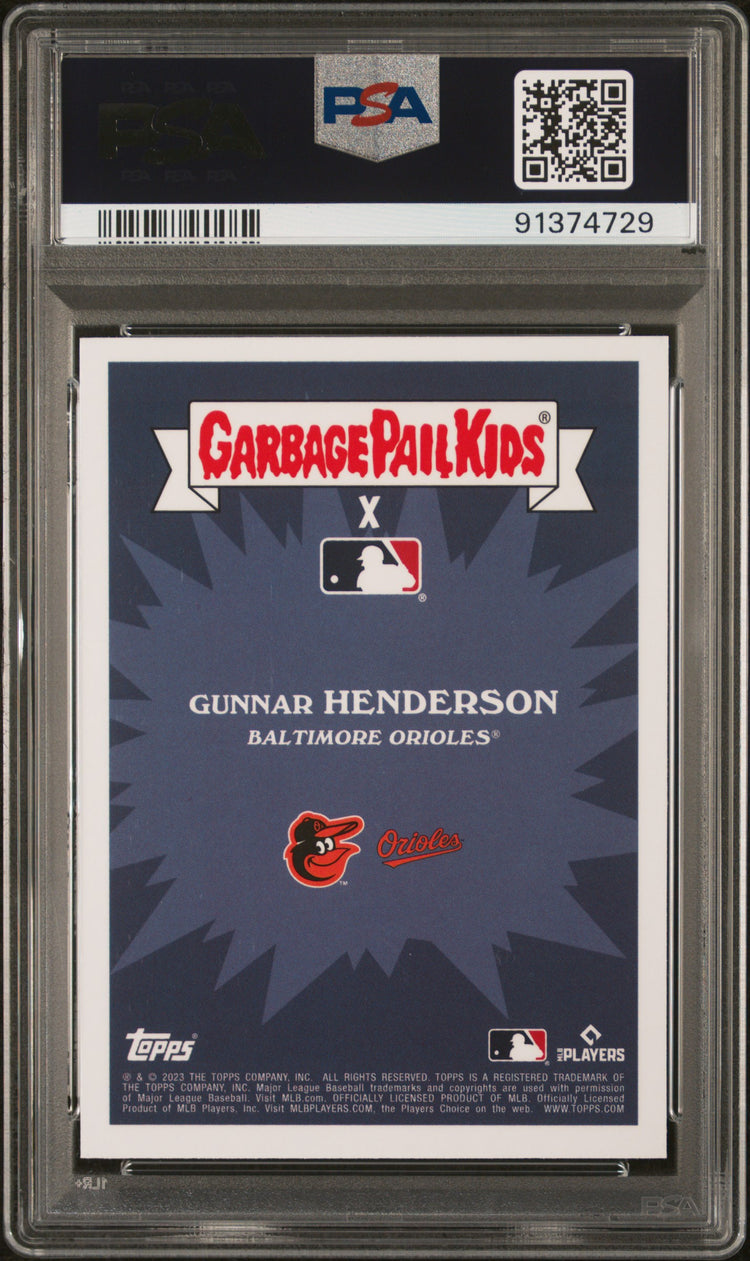 Graded 2023 Topps Garbage Pail Kids Gunnar Henderson #25A Gung Ho Gunnar Rookie RC Baseball Card PSA 10 Gem Mint