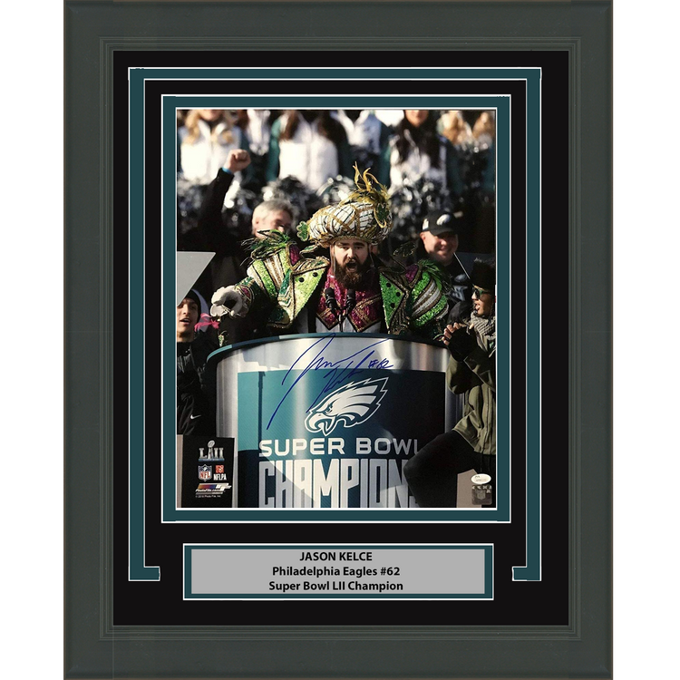 Framed Autographed/Signed Jason Kelce Super Bowl Parade Speech Mummers Philadelphia Eagles 8x10 Football Photo PSA/DNA COA