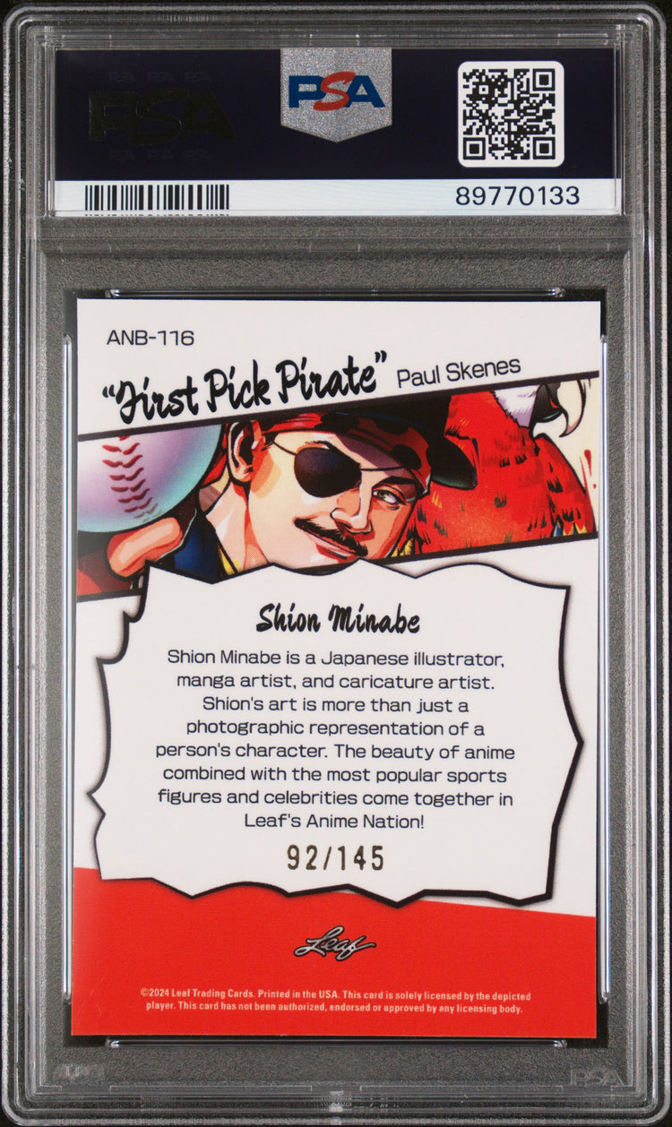 Graded 2024 Leaf Web Exclusives Paul Skenes #116 Anime Nation #/145 Rookie RC Baseball Card PSA 10 Gem Mint