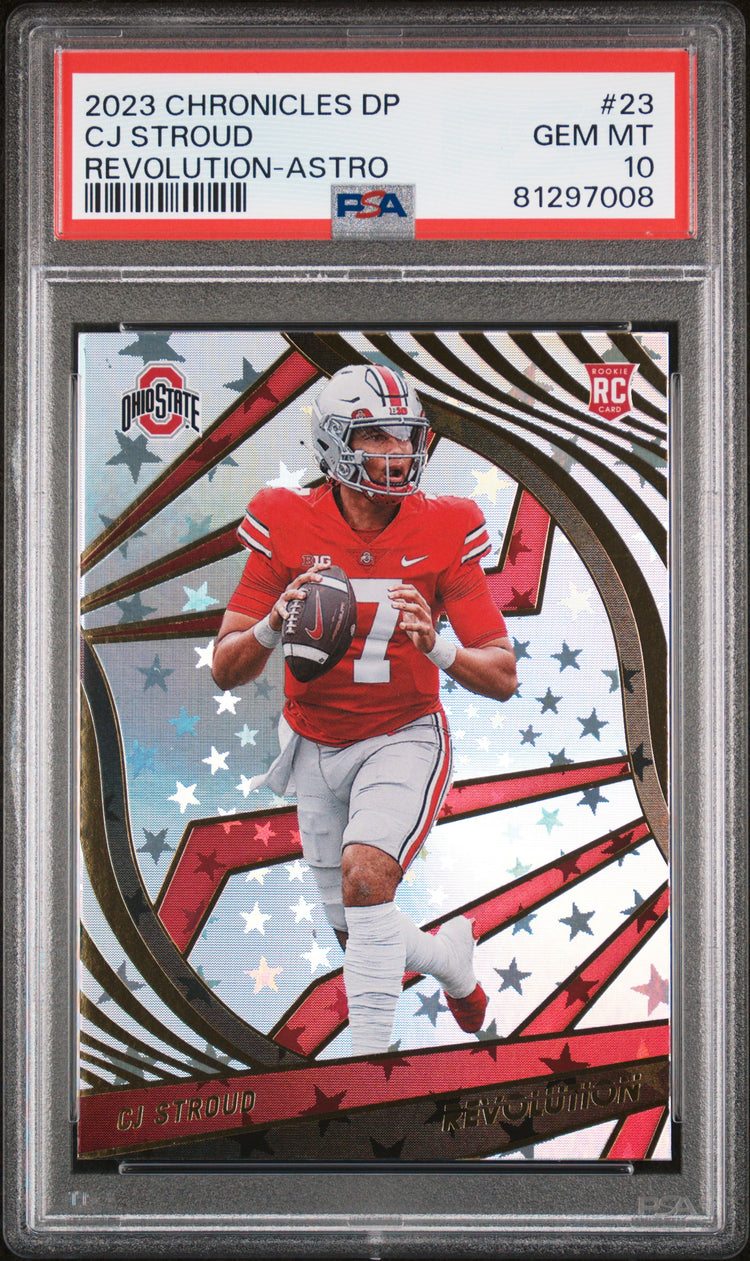 Graded 2023 Panini Chronicles DP CJ Stroud #23 Revolution Astro Rookie RC Football Card PSA 10 Gem Mint