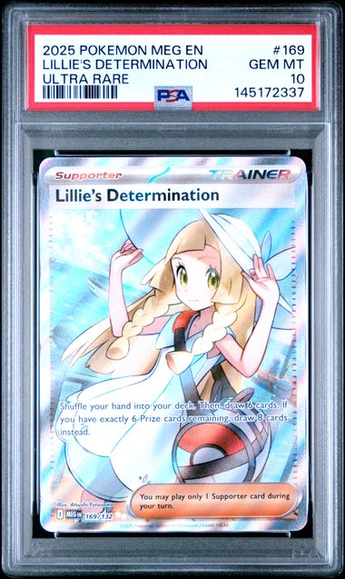 Graded 2025 PKM MEG EN Lillie's Determination #169 Ultra Rare Trading Card Game PSA 10 Gem Mint