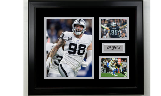 Framed Maxx Crosby Las Vegas Raiders Facsimile Laser Engraved Signature Football 14x11 3 Photo Collage