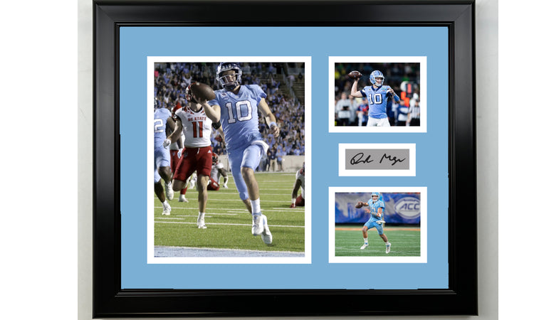 Framed Drake Maye UNC Tar Heels Facsimile Laser Engraved Signature Football 14x11 3 Photo Collage