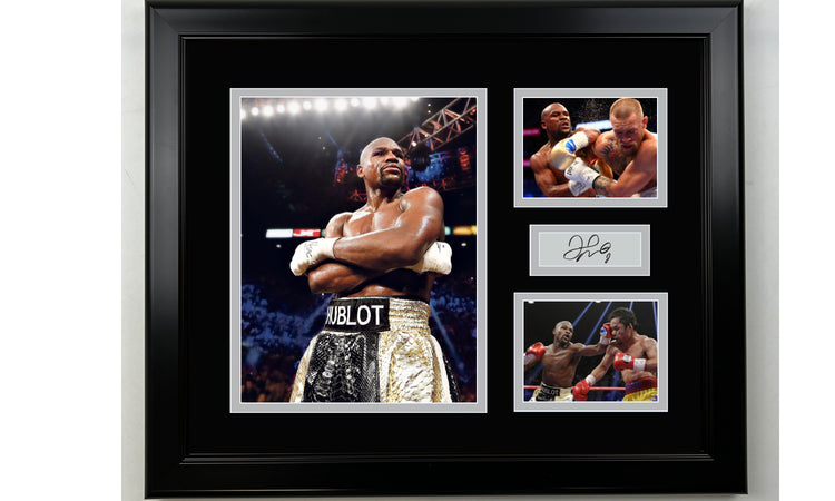 Framed Floyd Mayweather Boxing Facsimile Laser Engraved Signature 14x11 3 Photo Collage