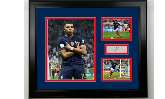 Framed Kylian Mbappe France Facsimile Laser Engraved Signature 14x11 3 Photo Collage