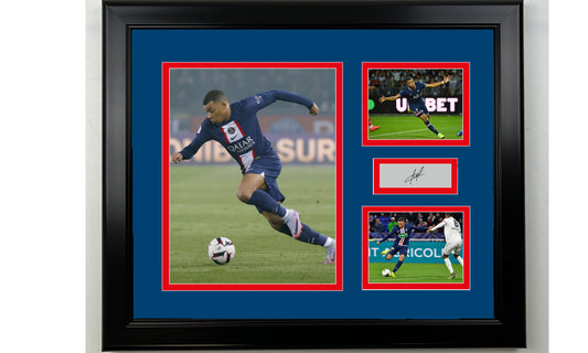Framed Kylian Mbappe Paris Saint-Germain Facsimile Laser Engraved Signature 14x11 3 Photo Collage