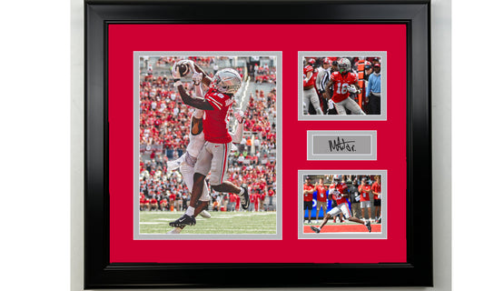 Framed Marvin Harrison Jr. Ohio State Buckeyes Facsimile Laser Engraved Signature Football 14x11 3 Photo Collage