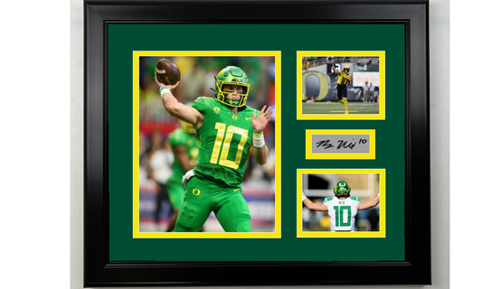 Framed Bo Nix Oregon Ducks Facsimile Laser Engraved Signature NCAA Football 14x11 3 Photo Collage