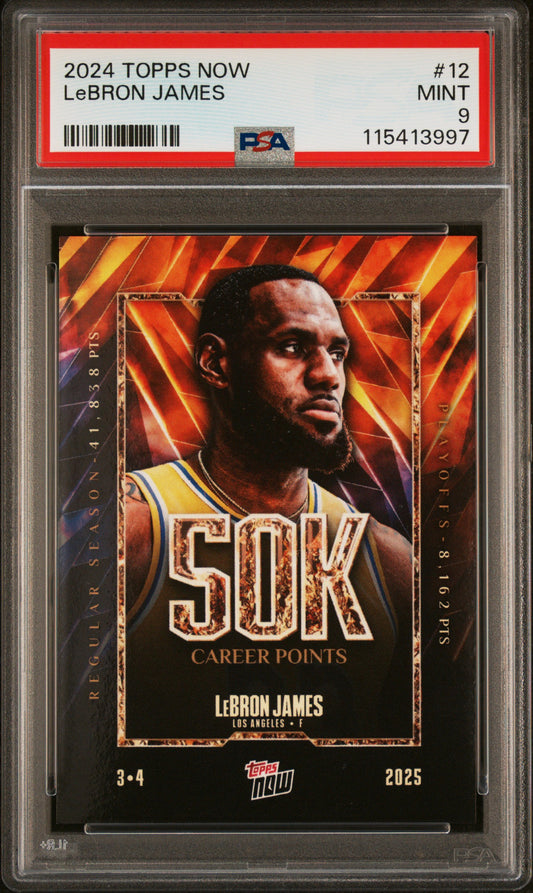 Graded 2024 Topps Now LeBron James #12 Basketball Card PSA 9 Mint