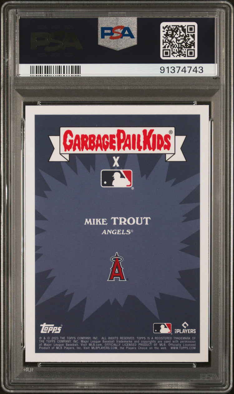 Graded 2023 Topps Garbage Pail Kids Mike Trout #2B Trout Fishing Baseball Card PSA 10 Gem Mint