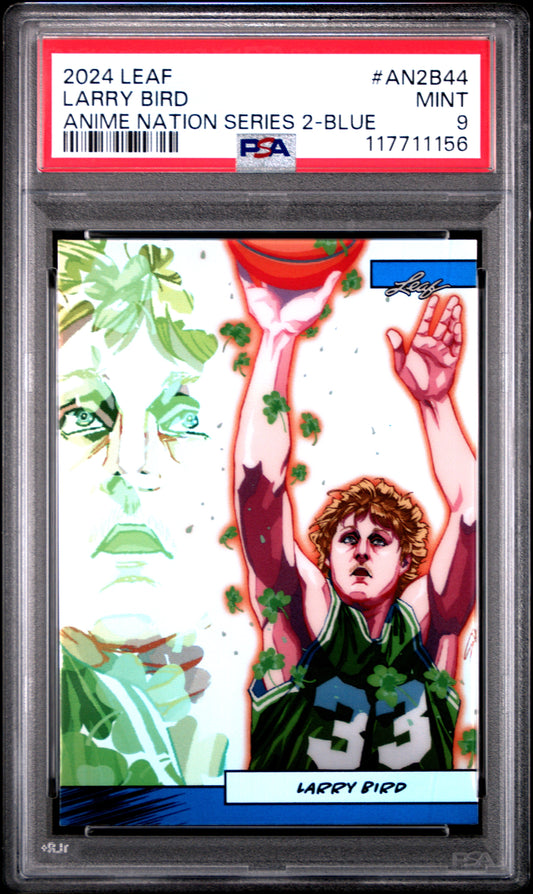 Graded 2024 Leaf Larry Bird #AN2B44 Anime Nation Series 2 Blue /75 Basketball Card PSA 9 Mint