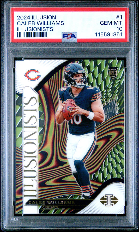 Graded 2024 Panini Illusions Caleb Williams #1 Illusionists Rookie RC Football Card PSA 10 Gem Mint