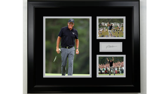 Framed Phil Mickelson Golf Facsimile Laser Engraved Signature 14x11 3 Photo Collage