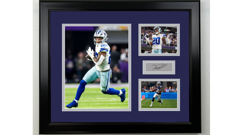Framed Tony Pollard Dallas Cowboys Facsimile Laser Engraved Signature Football 14x11 3 Photo Collage