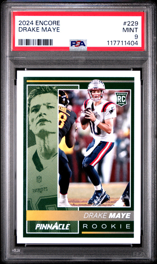 Graded 2024 Panini Encore Drake Maye #229 Rookie RC Football Card PSA 9 Mint