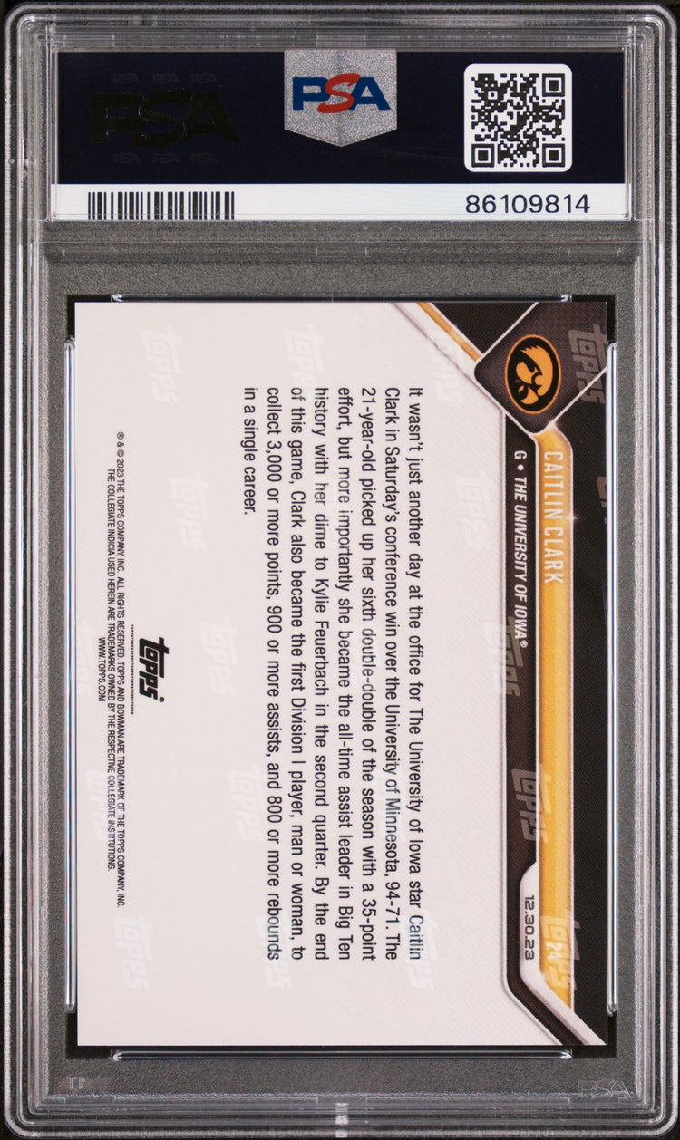 Graded 2023 Topps Bowman U Now Caitlin Clark #24 Rookie RC Basketball Card PSA 10 Gem Mint