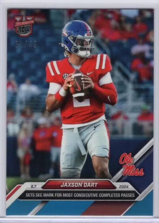 2024 Topps Bowman U Now Jaxson Dart #10 Blue #/49 Ole Miss Rebels Football Card