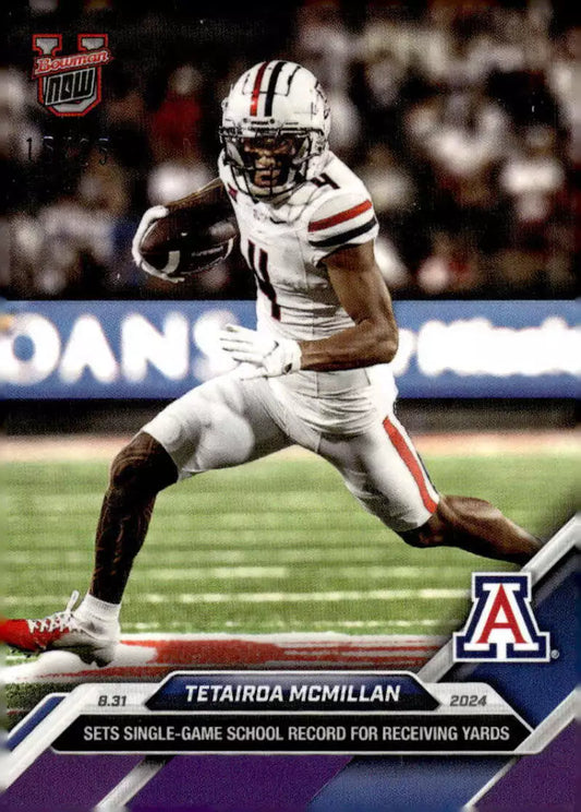 2024 Topps Bowman U Now Tetairoa McMillan #4 Purple #/25 Arizona Wildcats Football Card