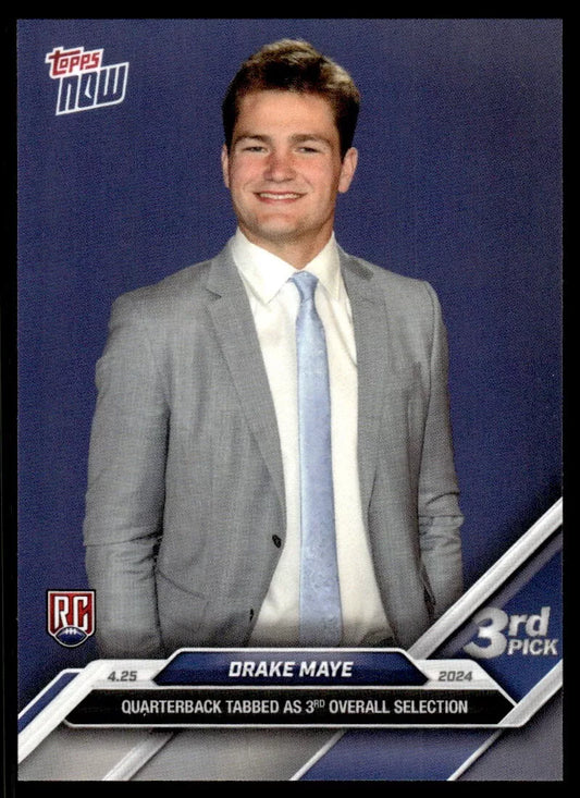 2024 Topps Now Drake Maye #D3 Rookie RC Football Card