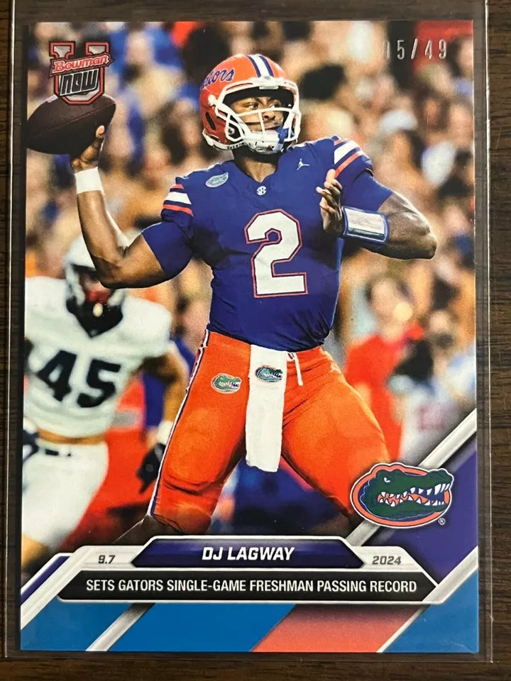 2024 Topps Bowman U Now DJ Lagway #7 Blue #/49 Florida Gators Football Card