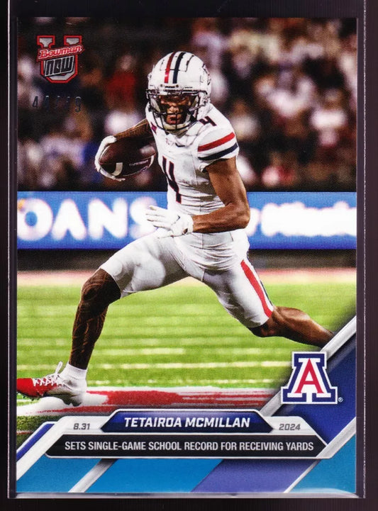 2024 Topps Bowman U Now Tetairoa McMillan #4 Blue #/49 Arizona Wildcats Football Card