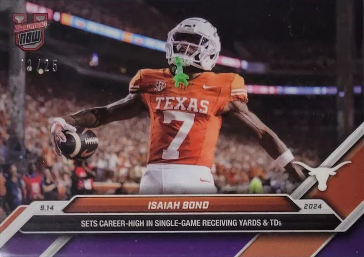 2024 Topps Bowman U Now Isaiah Bond #13 Purple #/25 Texas Longhorns Football Card