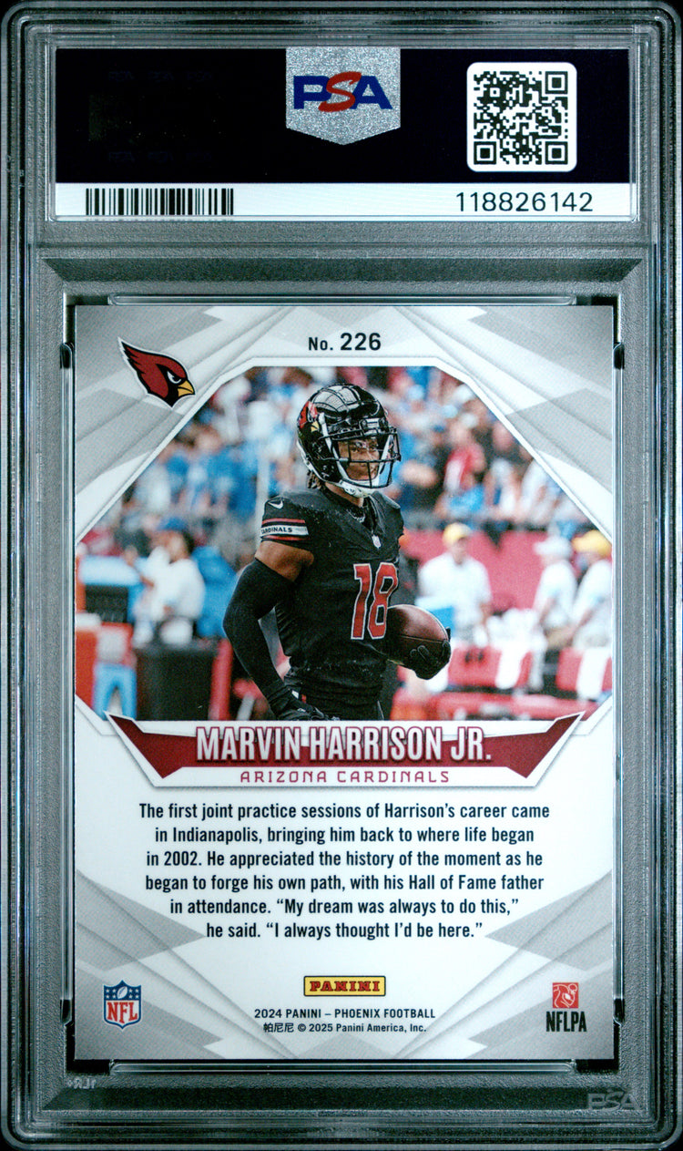 Graded 2024 Panini Phoenix Marvin Harrison Jr #226 Ice Rookie RC Football Card PSA 10 Gem Mint