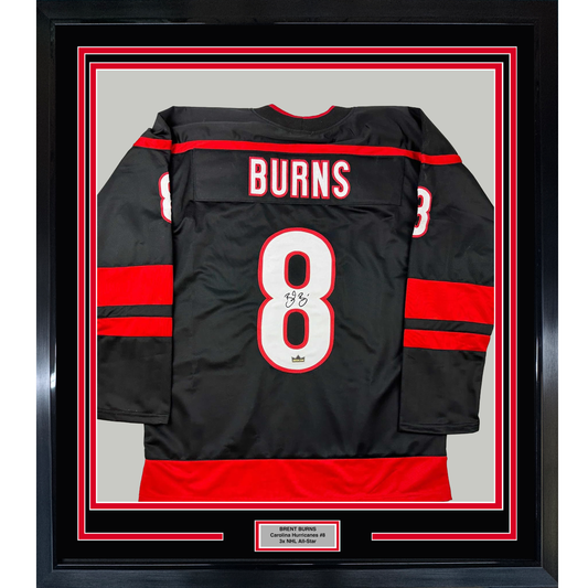 Framed Facsimile Autographed Brent Burns 35x39 Carolina Black Reprint Laser Auto Hockey Jersey