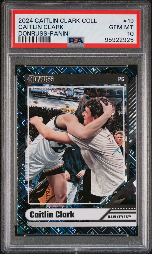 Graded 2024 Panini Caitlin Clark Collection Caitlin Clark #19 Donruss Panini Rookie RC Basketball Card PSA 10 Gem Mint