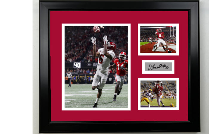 Framed Devonta Smith Alabama Crimson Tide Facsimile Laser Engraved Signature Football 14x11 3 Photo Collage